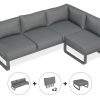 Fino Config C - Outdoor Modular Sofa in Matt Charcoal aluminium with Dark Grey Cushions