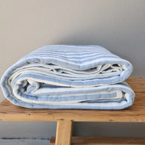 Cannes Cotton Quilted Bed Cover Massive Blanket 230x200cm - Blue Striped