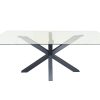 Miles Black With Clear Glass Dining Table - 90cm x 180cm