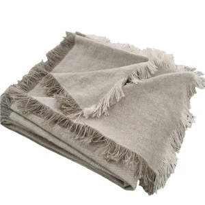 Riviera Heavy Weight Texture French Linen Fringed Edge Massive Throw Bedcover 140cm x 230cm- Oatmeal