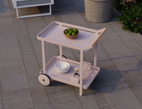 Imola Outdoor Bar Cart - Pale Pink Blush - Image 12