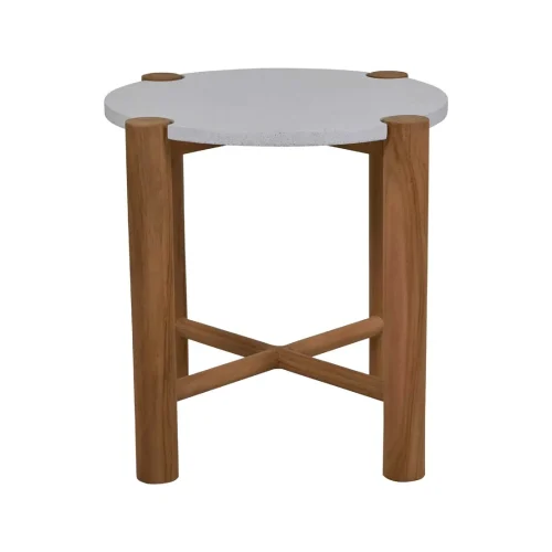 Isla Side Table - White Speckle - Natural Teak