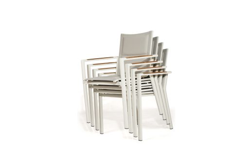 Roberto Stackable Outdoor Dining Chair – Pearl White – Set of 4