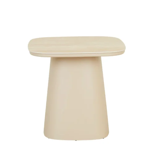 Valencia Curve Side Table - Faux Travertine - Beige