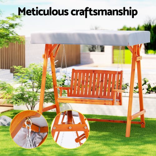 Wooden patio swing