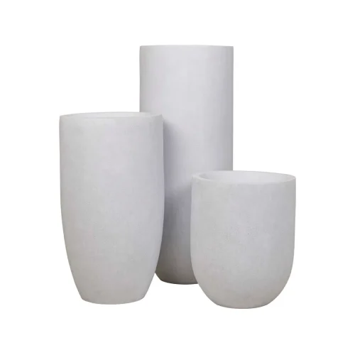 modern white speckled pots