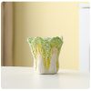 2 Pcs Light Green Premium Ceramic Cabbage Makeup Brush Holder - Elegant 10.5cm High-End Desktop Organizer