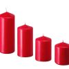 4 Pack Red Wax Pillar Advent Candles Xmas Wedding Party Table Room Centrepiece Decor Graduated sized 6 to 15cm High