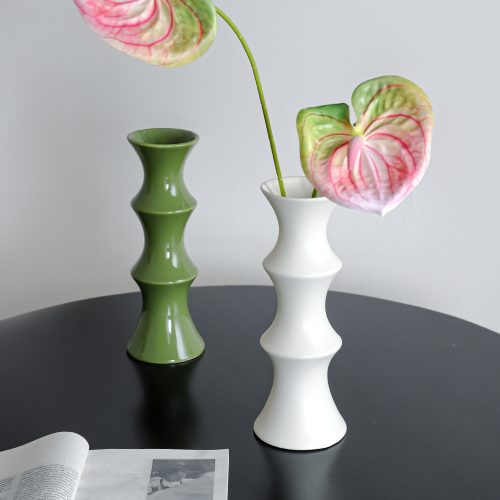 Bamboo-Inspired Ceramic Vase