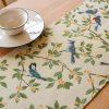 Birds & Branch Table Runner - Jacquard Woven Beige with Tassels(33X400CM)