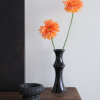 Glossy Black Ceramic Vase - Unique Bamboo-Look Design (20x8x5.5cm)