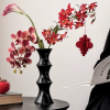 Glossy Black Ceramic Vase - Unique Bamboo-Look Design (25.5x9x7cm)