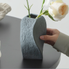 Grey Abstract Twisted Ceramic Vase - Artistic Minimalist Flower Holder for Home Decor (20x10x10cm)