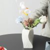 White Abstract Twisted Ceramic Vase - Artistic Minimalist Flower Holder for Home Decor (20x10x10cm)