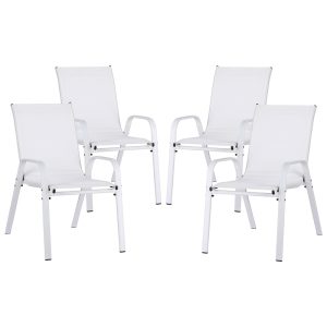 Gardeon 4PC Outdoor Dining Chairs Stackable Lounge Chair Patio Furniture White