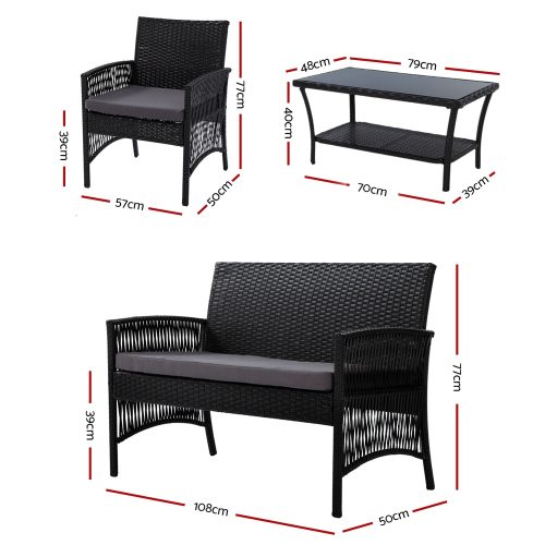Gardeon patio table and chairs black