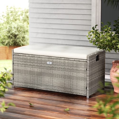 backyard storage bench grey