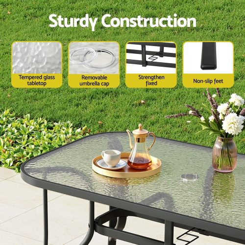 black garden dining table