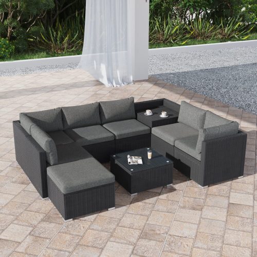 black modular outdoor sofa