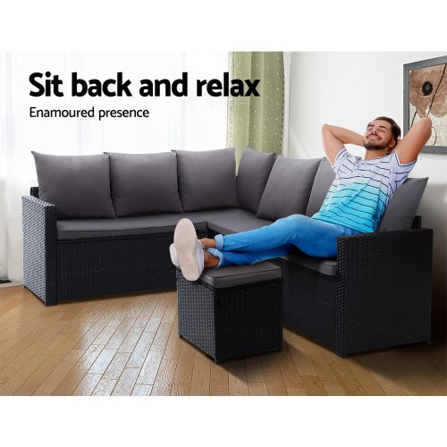 black rattan sofa set patio