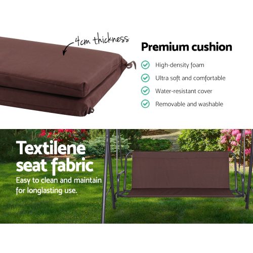 canopy swing bench brown