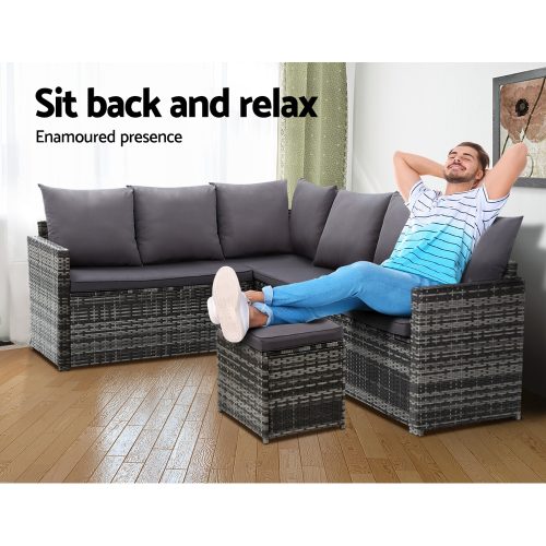 durable outdoor sofa set grey
