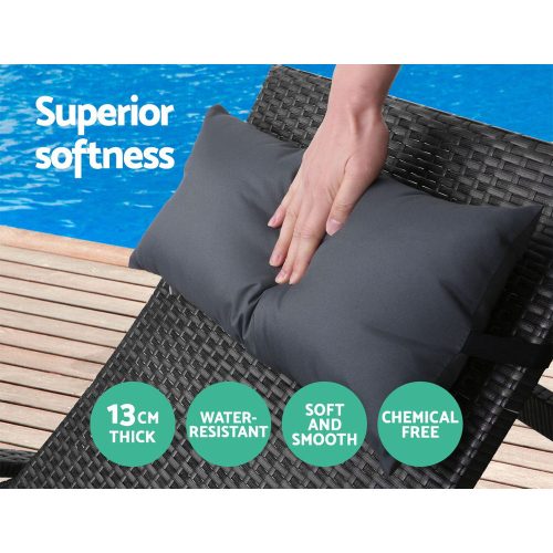Gardeon 2x Sun Lounge Wicker Lounger Outdoor Furniture Beach Chair Armrest Adjustable Black - Image 5
