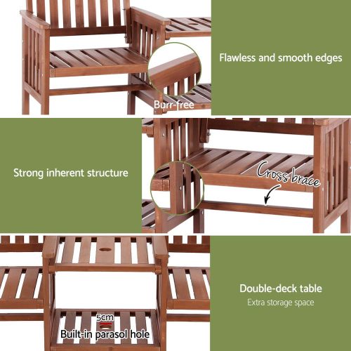 garden seating bench with table