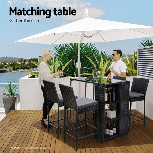 garden wicker bar table black