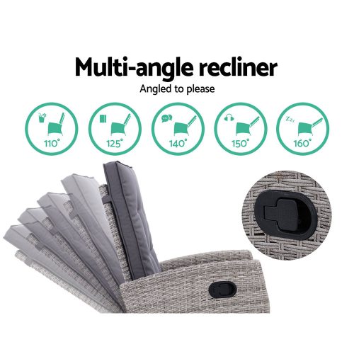 grey sun lounge chair set