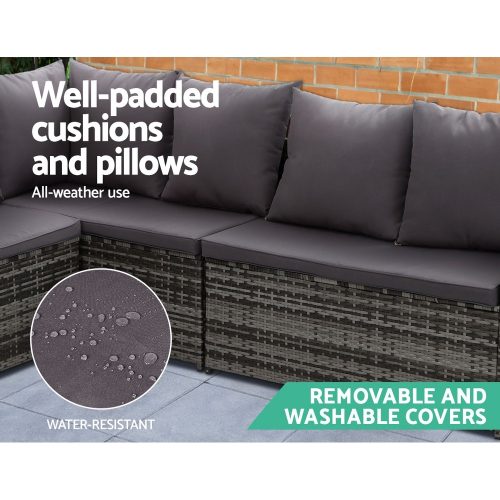 large patio furniture grey wicker
