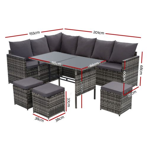 luxury 9 seater patio furniture set