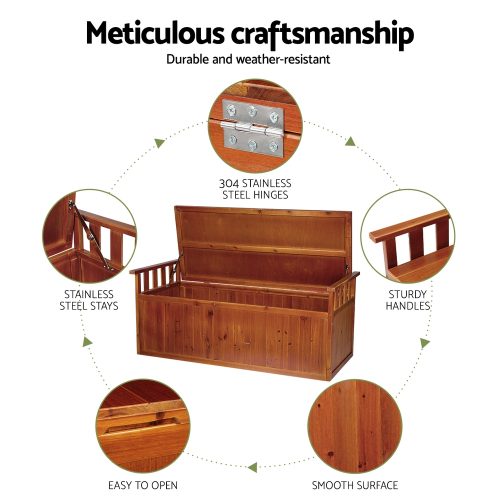 natural wooden garden storage box