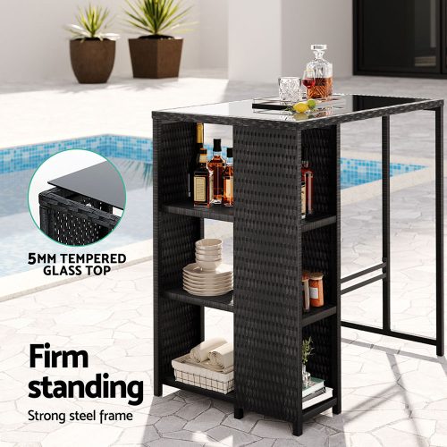 outdoor bistro table glass top