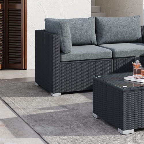 outdoor ottoman set black