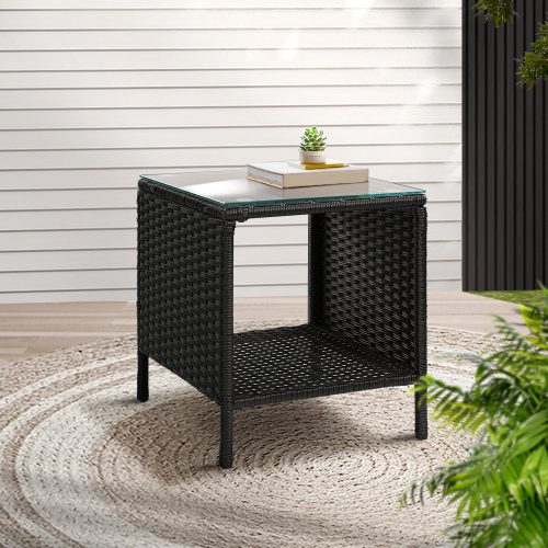 rattan side table for patio