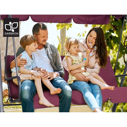 red garden swing chair
