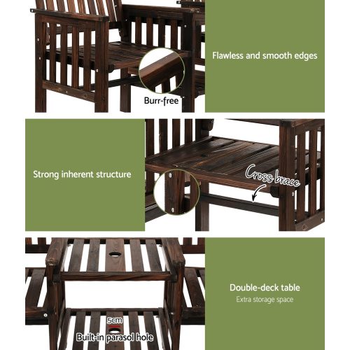 rustic patio bench with table