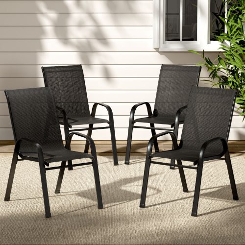 stackable patio chairs black