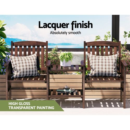 stylish garden bench with table
