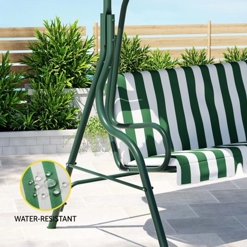 white and green swing chair