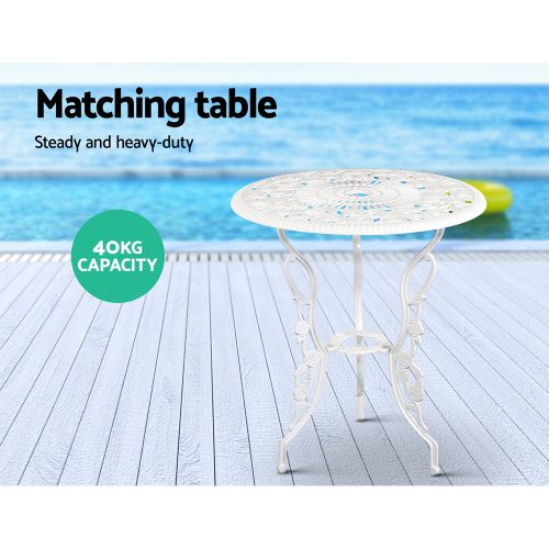 white patio table and chairs