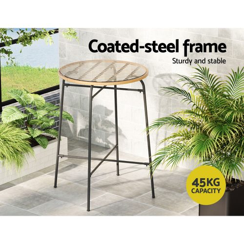 wicker and steel bar table