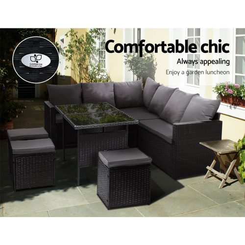 wicker outdoor sofa set black