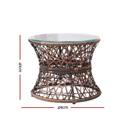 wicker papasan chair and table