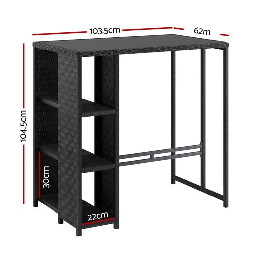 wicker patio bar table