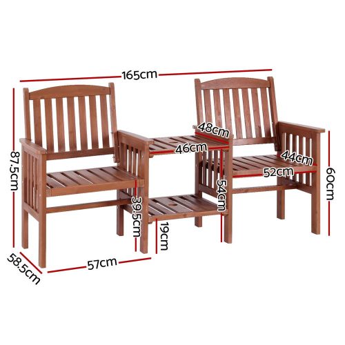 wooden deck bench with table